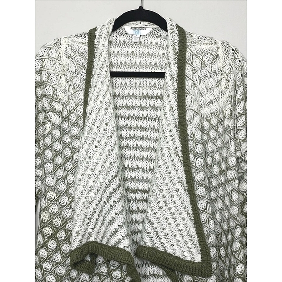 Time And Tru Flyaway Cardigan Sweater Open Front Chunky Knit Olive Green… - Picture 3 of 17